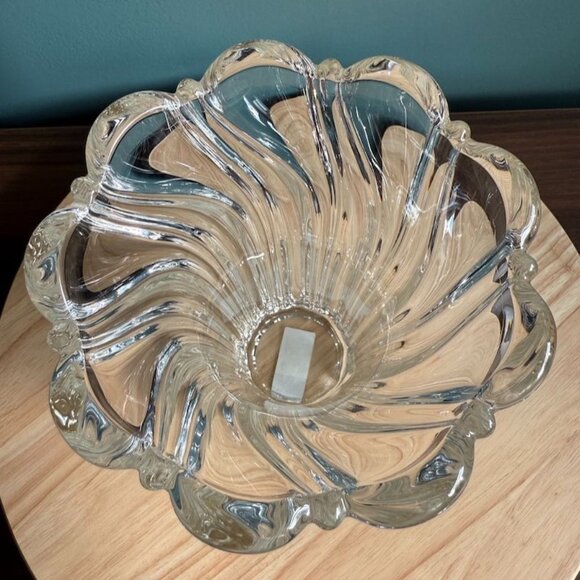 Vtg 90s Mikasa Vase Peppermint Clear Swirlw Tags Germany 8" Scalloped Heavy - Picture 5 of 9